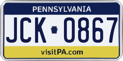 PA license plate JCK0867