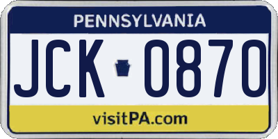 PA license plate JCK0870