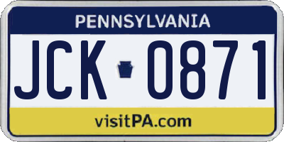 PA license plate JCK0871