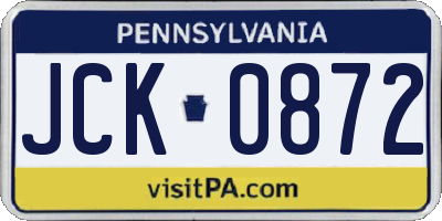 PA license plate JCK0872