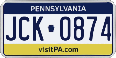 PA license plate JCK0874