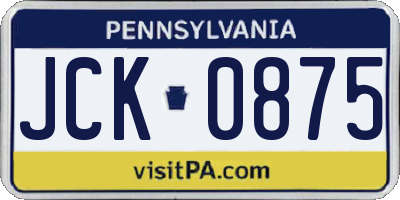 PA license plate JCK0875