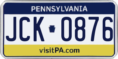 PA license plate JCK0876