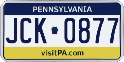 PA license plate JCK0877