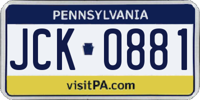 PA license plate JCK0881