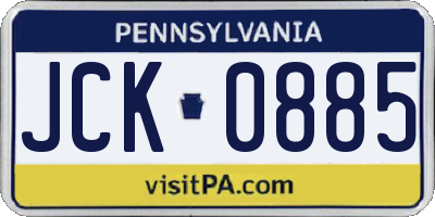 PA license plate JCK0885