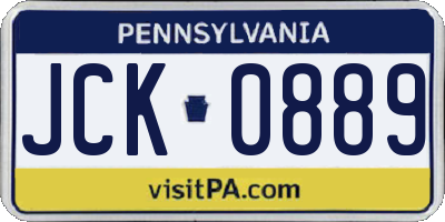 PA license plate JCK0889