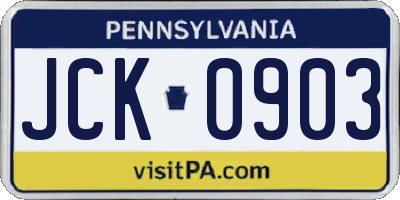 PA license plate JCK0903