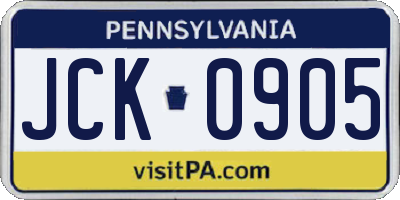 PA license plate JCK0905