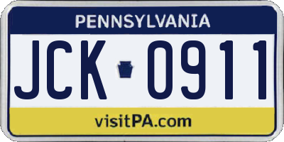 PA license plate JCK0911