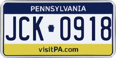 PA license plate JCK0918