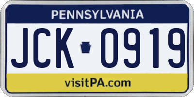 PA license plate JCK0919
