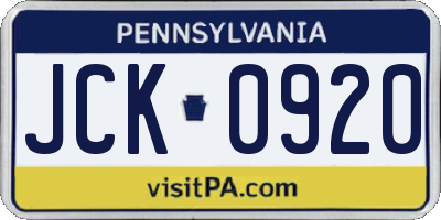 PA license plate JCK0920