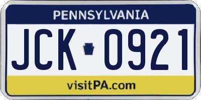 PA license plate JCK0921