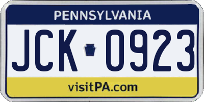 PA license plate JCK0923