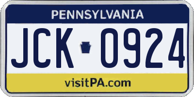 PA license plate JCK0924