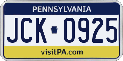 PA license plate JCK0925
