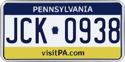 PA license plate JCK0938