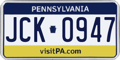 PA license plate JCK0947