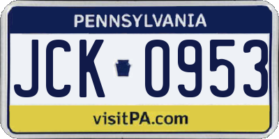 PA license plate JCK0953