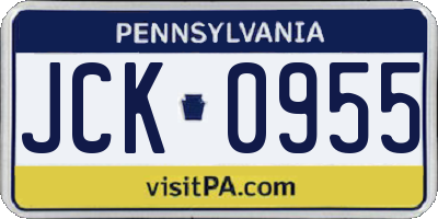 PA license plate JCK0955