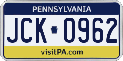 PA license plate JCK0962