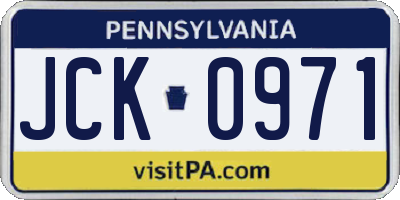 PA license plate JCK0971