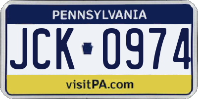 PA license plate JCK0974