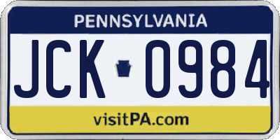 PA license plate JCK0984