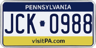 PA license plate JCK0988