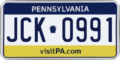 PA license plate JCK0991