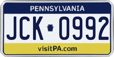 PA license plate JCK0992