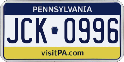 PA license plate JCK0996