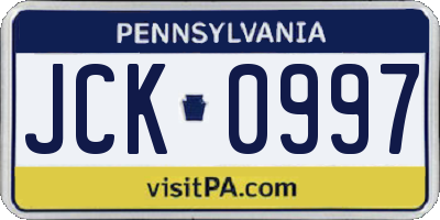 PA license plate JCK0997