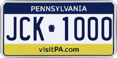 PA license plate JCK1000