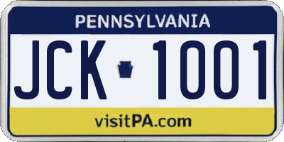 PA license plate JCK1001