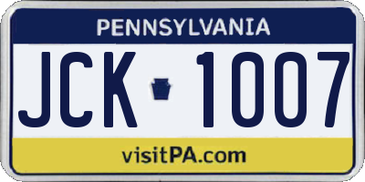 PA license plate JCK1007
