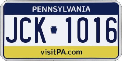 PA license plate JCK1016