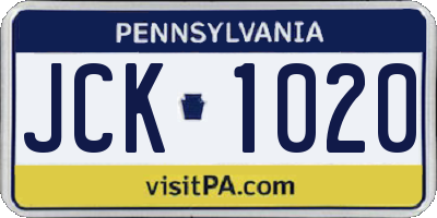 PA license plate JCK1020