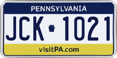 PA license plate JCK1021