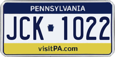 PA license plate JCK1022