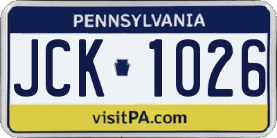 PA license plate JCK1026