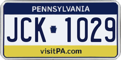 PA license plate JCK1029
