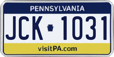 PA license plate JCK1031