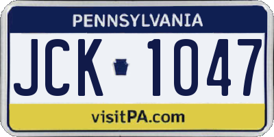 PA license plate JCK1047