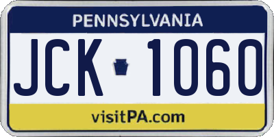 PA license plate JCK1060