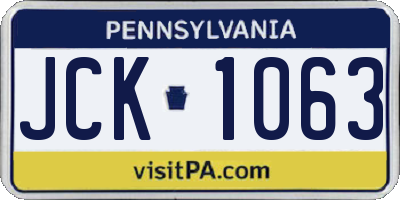 PA license plate JCK1063