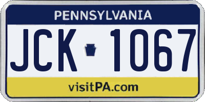 PA license plate JCK1067