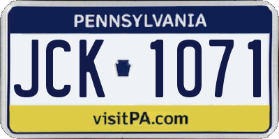 PA license plate JCK1071