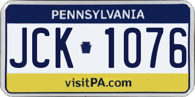 PA license plate JCK1076
